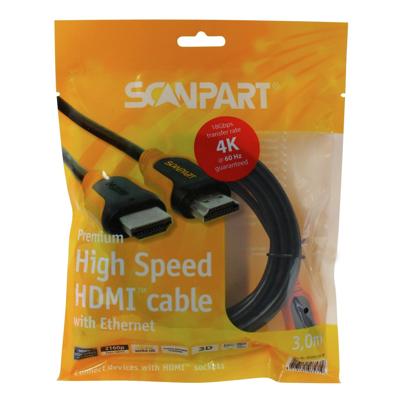 Scanpart Premium High Speed HDMI kabel met Ethernet 3.0m 4K60Hz 18Gbps HDMI kabel