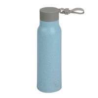 Glazen waterfles/drinkfles blauwe coating met kunststof schroefdop 300 ml - thumbnail