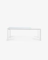 Kave Home Kave Home Eettafel Axis, Axis uitschuifbare tafel in wit glas en wit stalen poten 160 (220) cm - thumbnail