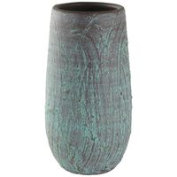 Hoge bloempot/plantenpot vaas van keramiek antiek brons D17 en H37 cm - Vazen - thumbnail