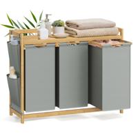 Wasmand met meerdere vakken en praktische opbergplank, Duifgrijs / 150 L(94 x 33 x 78 cm)