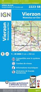 Wandelkaart - Topografische kaart 2223SB Vierzon, Mennetou-sur-Cher |