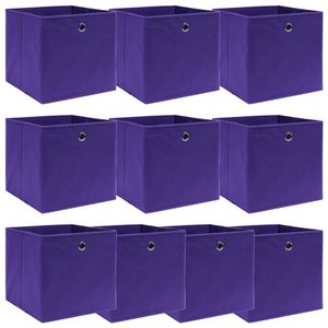 VidaXL Opbergboxen 10 st 32x32x32 cm stof paars