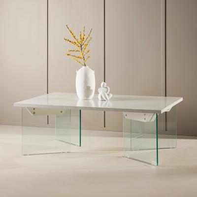 Nohr Salontafel 'Hal' Betonlook en glas, 120 x 80cm