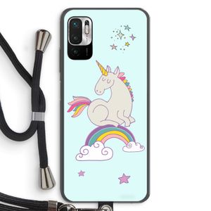 Regenboog eenhoorn: Xiaomi Redmi Note 10 5G Transparant Hoesje met koord