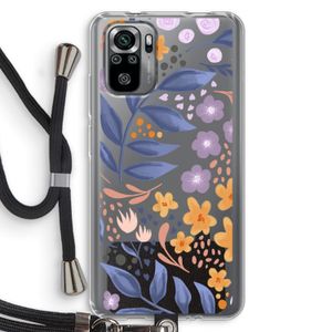Flowers with blue leaves: Xiaomi Redmi Note 10S Transparant Hoesje met koord