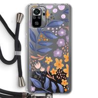 Flowers with blue leaves: Xiaomi Redmi Note 10S Transparant Hoesje met koord
