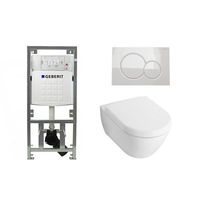 Villeroy & Boch Subway 2.0 Compact met softclose zitting toiletset met geberit inbouwreservoir en sigma 01 drukplaat wit 0701131/1024232/1025456/0700518/ - thumbnail