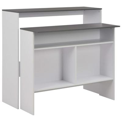 Bartafel met 2 tafelbladen 130x40x120 cm wit en grijs