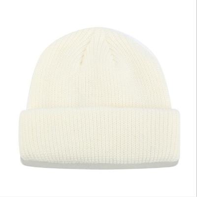 Effen kleuren korte winter brei Skullcap voor mannen/vrouwen maat: M (56-58cm) (wit)