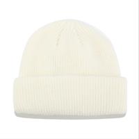 Effen kleuren korte winter brei Skullcap voor mannen/vrouwen maat: M (56-58cm) (wit)