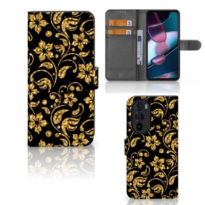 Motorola Edge 30 Pro Hoesje Gouden Bloemen
