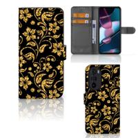 Motorola Edge 30 Pro Hoesje Gouden Bloemen