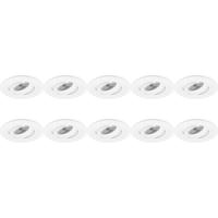 Kantelbare GU10 Inbouwspot Set 10x - Rond Wit Aluminium Ø92mm