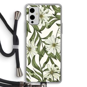 Wit bloemenpatroon: OnePlus 9 Transparant Hoesje met koord