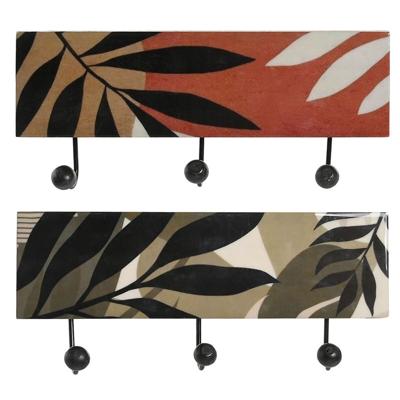 Wandkapstok DKD Home Decor Multicolour Ijzer Mangohout Tropisch Blad van een plant Coating 38 x 5 x 18 cm (2 Stuks)