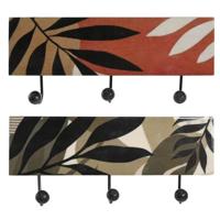 Wandkapstok DKD Home Decor Multicolour Ijzer Mangohout Tropisch Blad van een plant Coating 38 x 5 x 18 cm (2 Stuks)