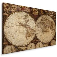 Schilderij - Prachtige oude kaart van de wereld, premium print, wanddecoratie - thumbnail