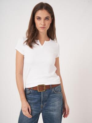 Fijn ribgebreid jersey T-shirt