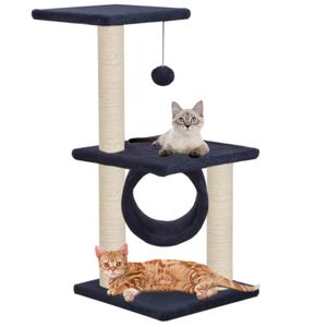 VidaXL Kattenkrabpaal met sisal krabpalen 65 cm donkerblauw