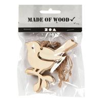 Creativ Company Houten hanger vogel, set van 5