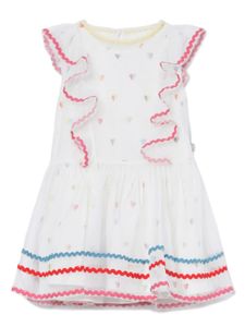 Stella McCartney Kids robe volantée à imprimé cœur - Blanc