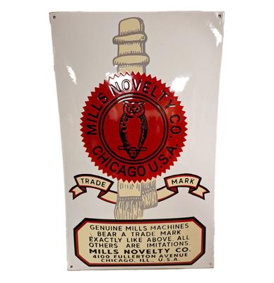 Mills Novelty Co. Chicago Logo Emaille Bord - 60 x 40cm