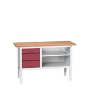 Bott Verso Verstelbare Werkbank | 1500x600x830-930mm | 3 Laden | 1 Schap | Multiplex | RAL 3004 - 16923012.24 Bott Verso Verstelbare Werkbank | 1500x600x830-930mm | 3 Laden | 1 Schap | Multiplex | RAL 3004 - 16923012.24