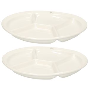 Cosy & Trendy 6x stuks Fonduebord/gourmetbord wit 4-vaks rond 26 cm