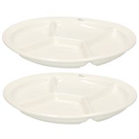 Cosy & Trendy 6x stuks Fonduebord/gourmetbord wit 4-vaks rond 26 cm