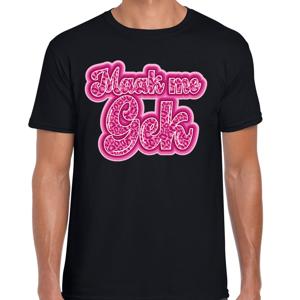 Verkleed T-shirt heren - maak me gek - roze panter look letters - thema fout/goud/stout