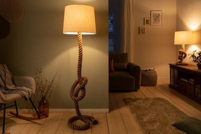 Maritieme vloerlamp SEVEN SEAS 158cm touw vloerlamp linnen kap - 30202