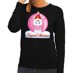 Foute kersttrui eenhoorn magical christmas zwarte dames sweater