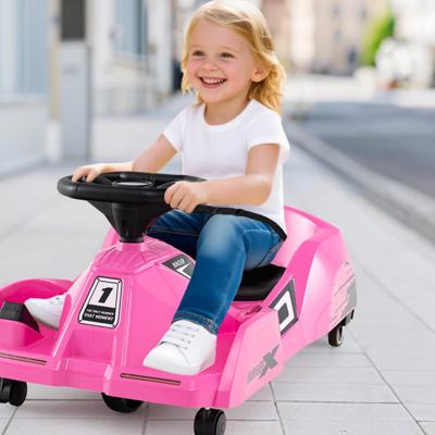 Elektrische Schoonmaakkart 12V Raceauto met Afneembare Borstel Afstandsbediening met 3 Snelheden Draadloze Verbinding Roze