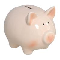 Spaarvarken - roze - keramiek - 13 x 17 x 13 cm - spaarpot varken - spaarpot