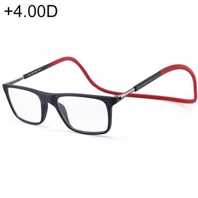 Anti Blue-ray verstelbare nekband magnetische aansluiten van de bril +4.00D(Red)