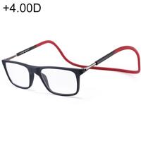 Anti Blue-ray verstelbare nekband magnetische aansluiten van de bril +4.00D(Red)