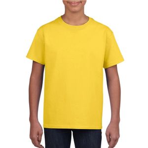 Geel basic t-shirt met ronde hals voor kinderen / unisex van katoen XL (164-176)  -