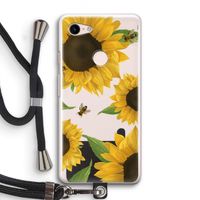 Sunflower and bees: Pixel 3 Transparant Hoesje met koord