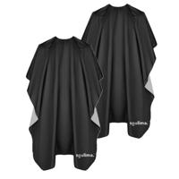 Kapperscape - 2x - 140 x 100 cm - zwart/zilver - polyester - waterdicht - kapper Kapperscape - 2x - 140 x 100 cm - zwart/zilver - polyester - waterdicht - kapper