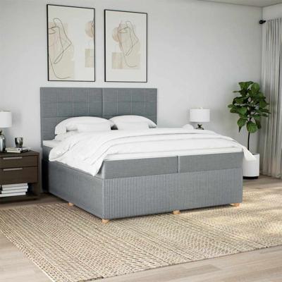 Boxspring met matras stof lichtgrijs 200x200 cm