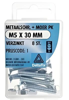 M.schroef moer pk m5x30mm 8st - Deltafix