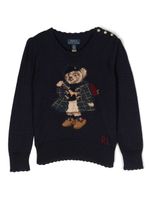 POLO RALPH LAUREN KIDS sweat en coton à motif intarsia - Bleu - thumbnail