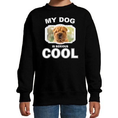 Shar pei honden trui / sweater my dog is serious cool zwart voor kinderen Shar pei honden trui / sweater my dog is serious cool zwart voor kinderen