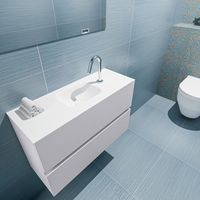 Mondiaz Ada 80cm toiletmeubel cale met wastafel talc midden 1 kraangat