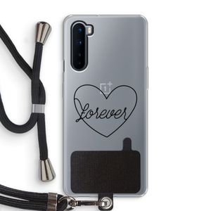 Forever heart black: OnePlus Nord Transparant Hoesje met koord