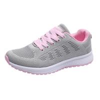 Mesh ademend platte sneakers Running schoenen casual schoenen voor vrouwen grootte: 37 (grijs roze)