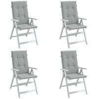 Stoelkussens 4 st hoge rug 120x50x4 cm stof lichtgrijs