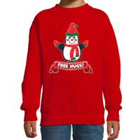 Kersttrui/sweater voor jongens/meisjes - free hugs - rood - Kerst pinguin