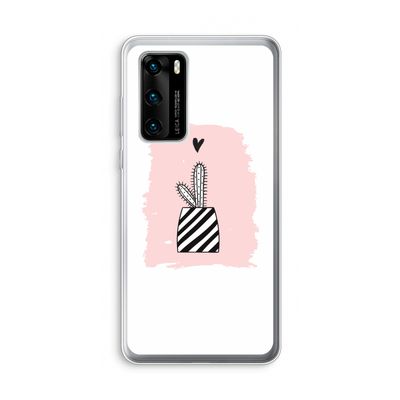 Zwart-wit cactus: Huawei P40 Transparant Hoesje